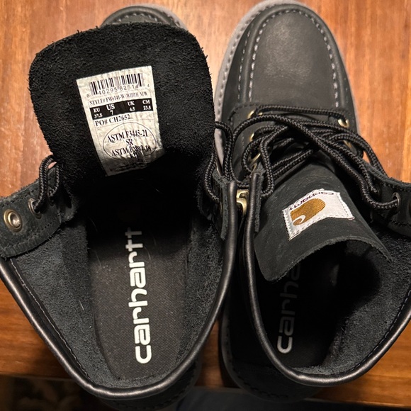 Carhartt Black Lace-Up Moc Toe Work Boots - Picture 4 of 7